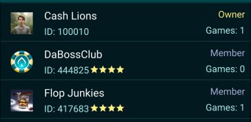 Clubs screenshot